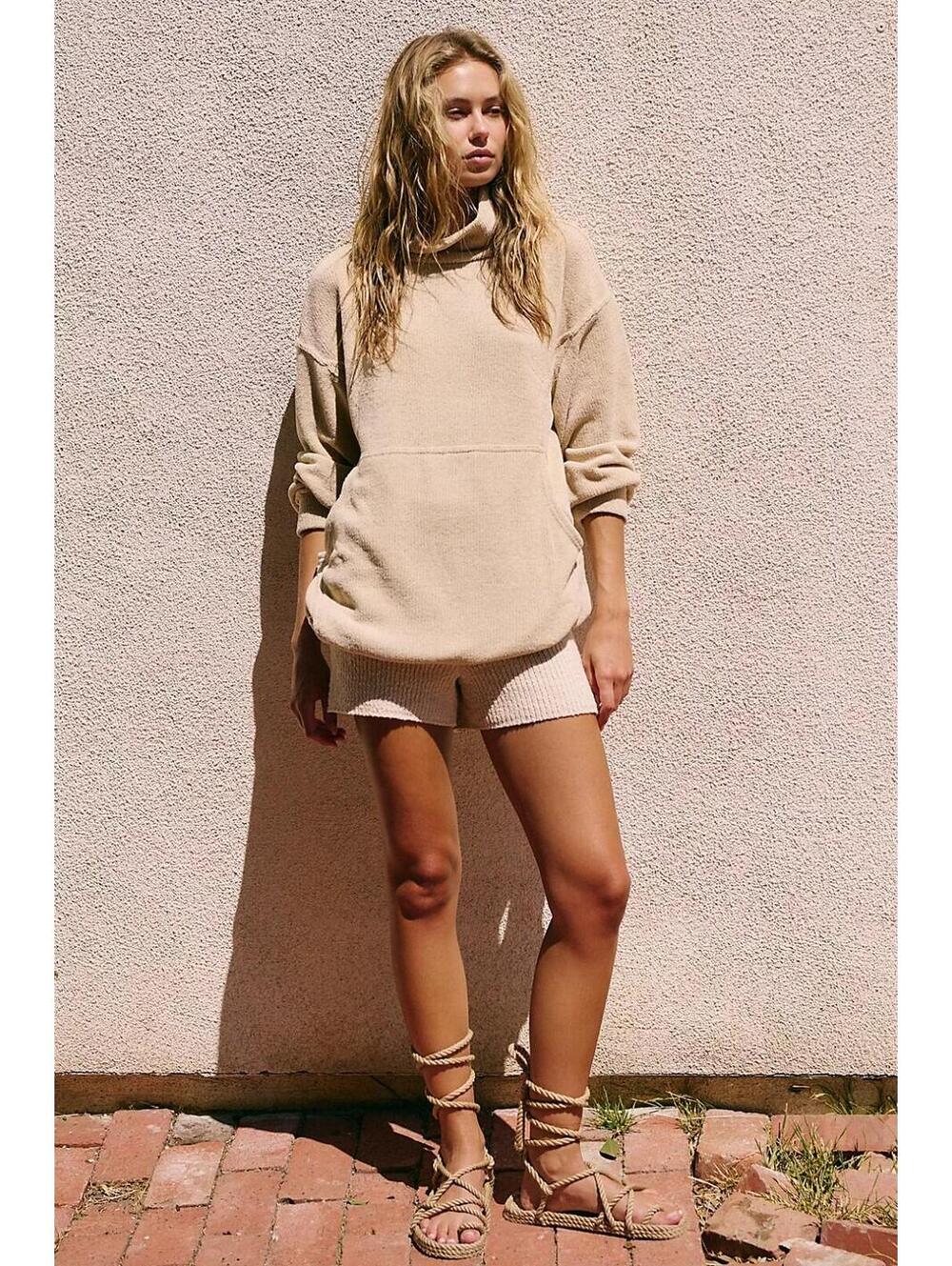 Free People Beach Ronda Pullover Tunic Sz S In Beige NWT